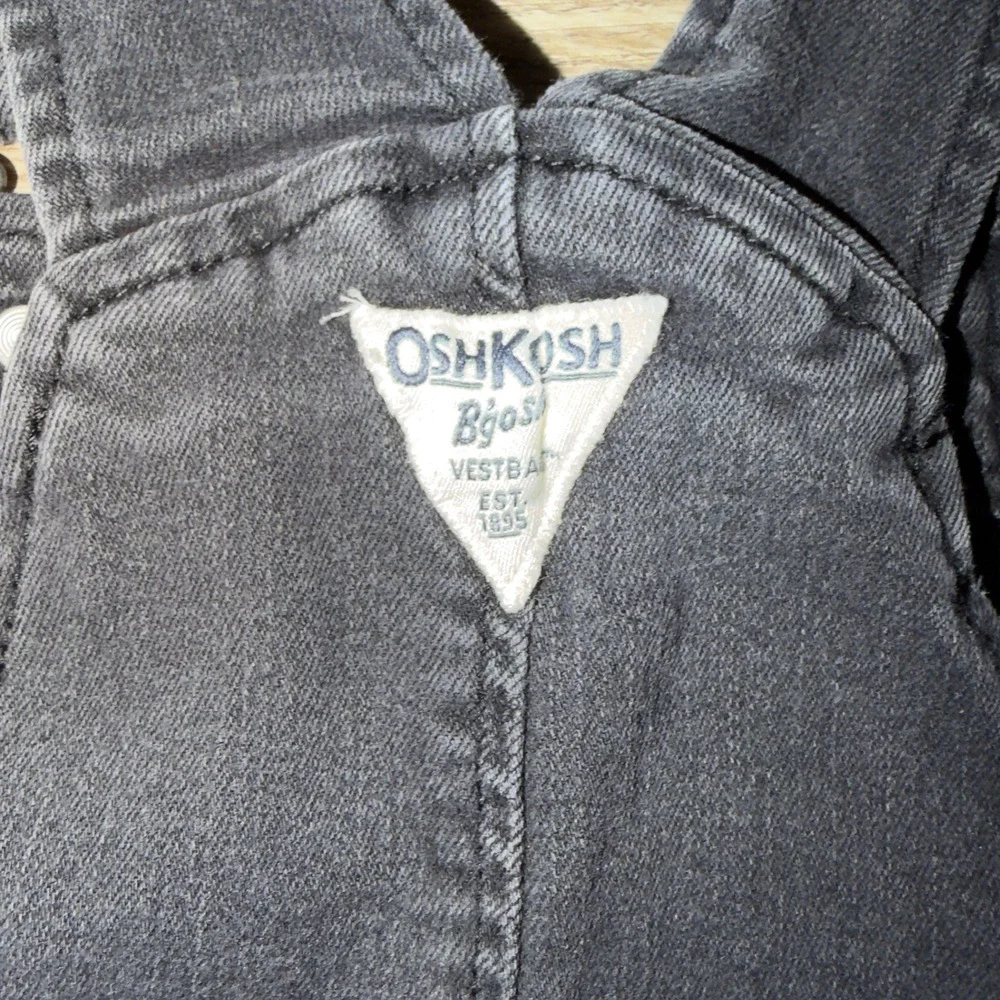 OshKosh‎ Denim Overall Dress 2T Toddler Girls Black Button Front Pinafore